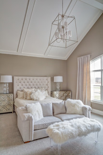 bedroom chandelier, custom home, expansive master suite
